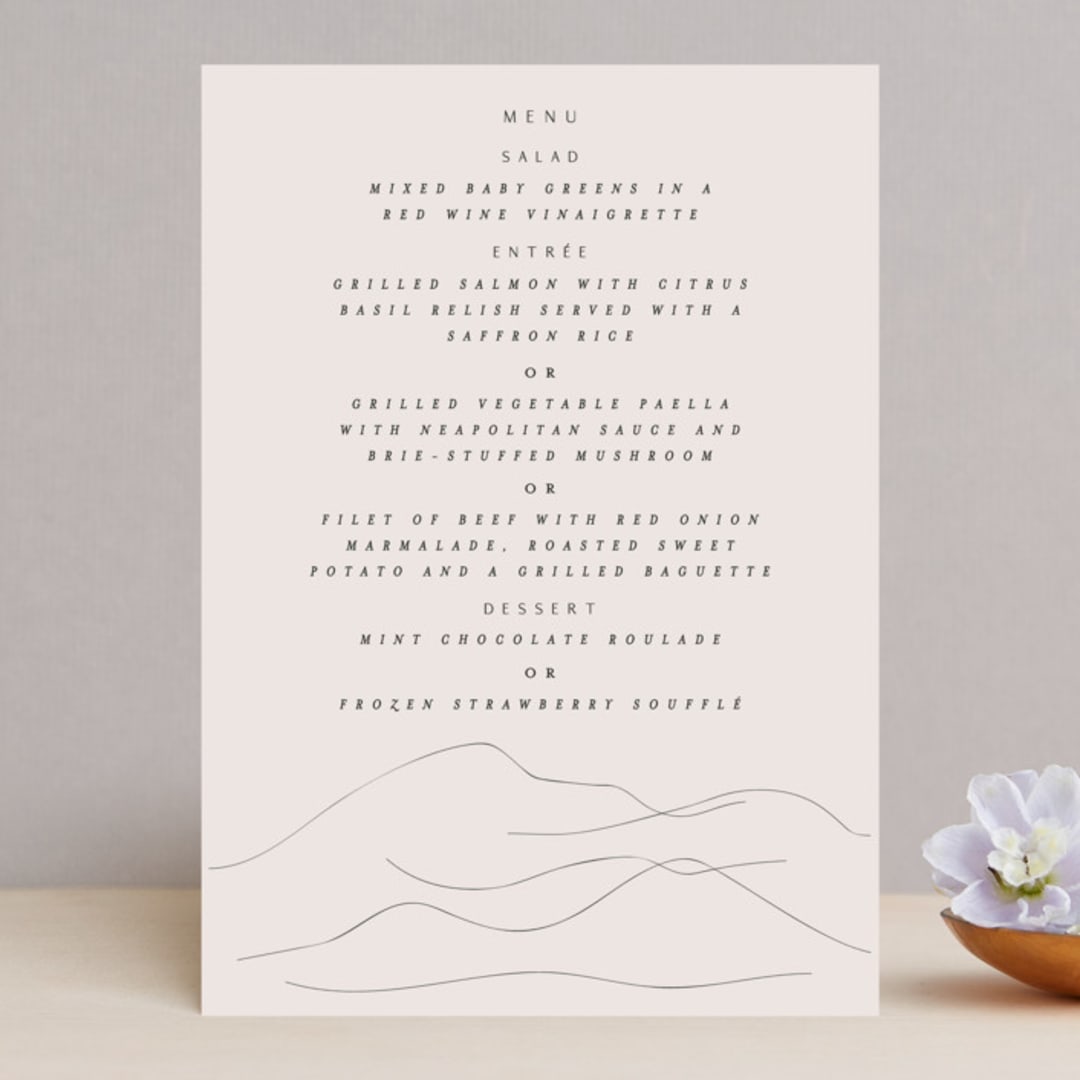 "Mountains" - Menus in Ivory by Angela Thompson - Front