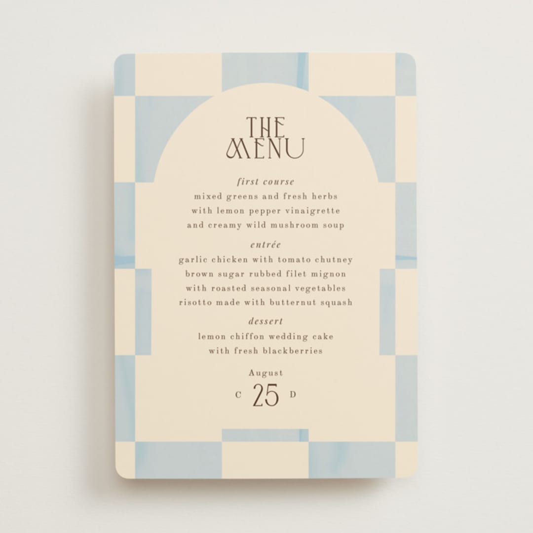 "Checker Wash" - Menus in Ivory by Baumbirdy - Front
