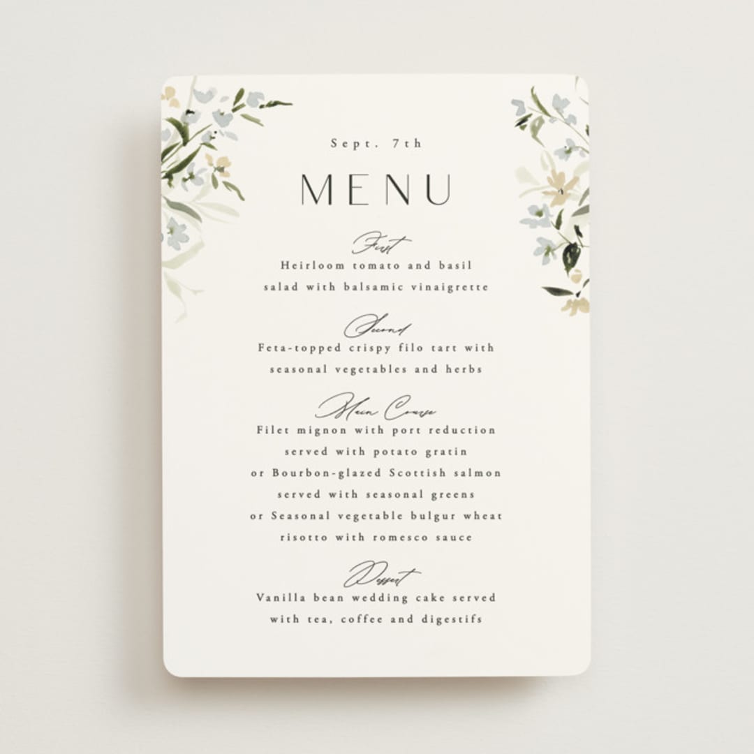 "Fleur" - Menus in Lily by Everett Paper Goods - Front