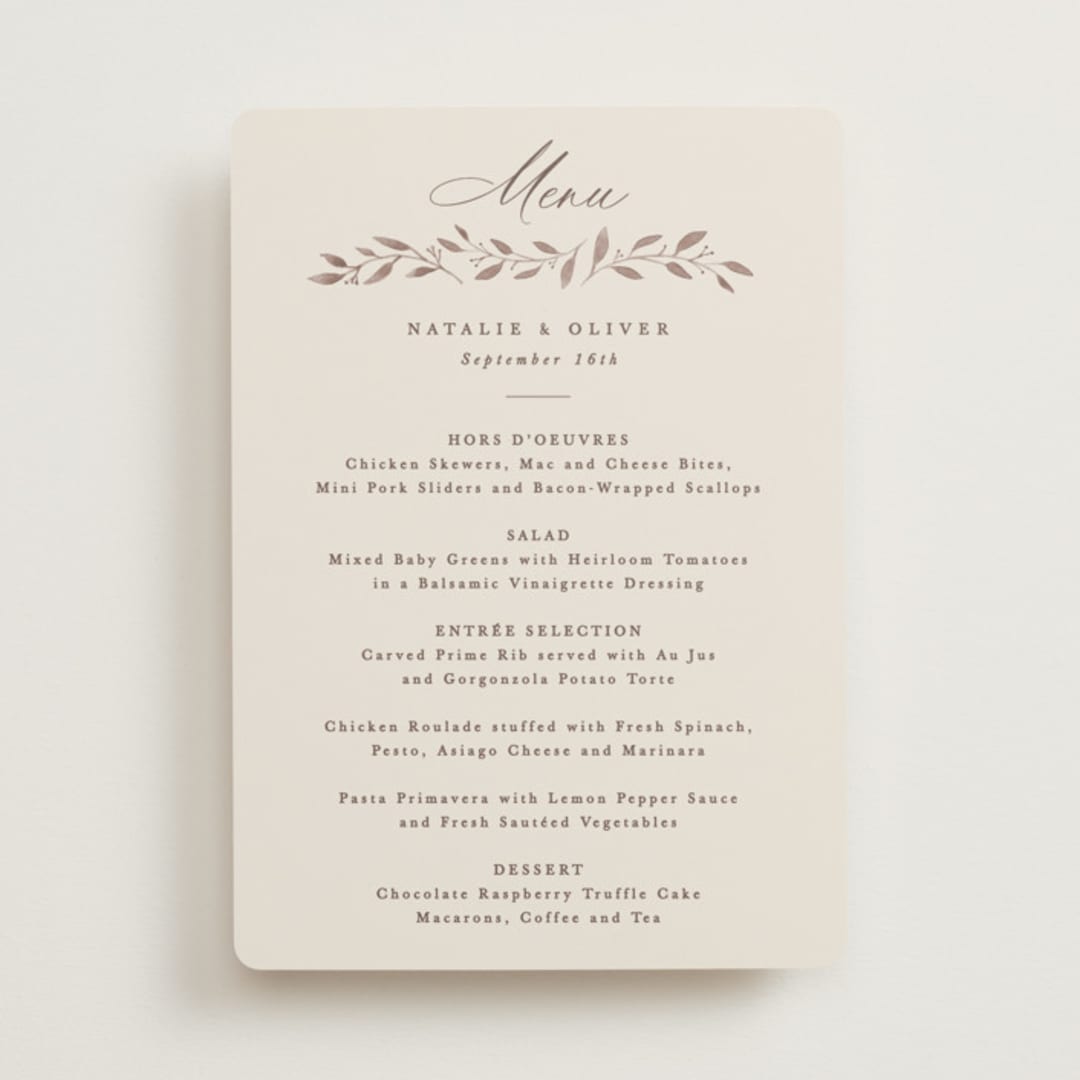 "Delicate monogram" - Menus in Ecru by Hooray Creative - Front