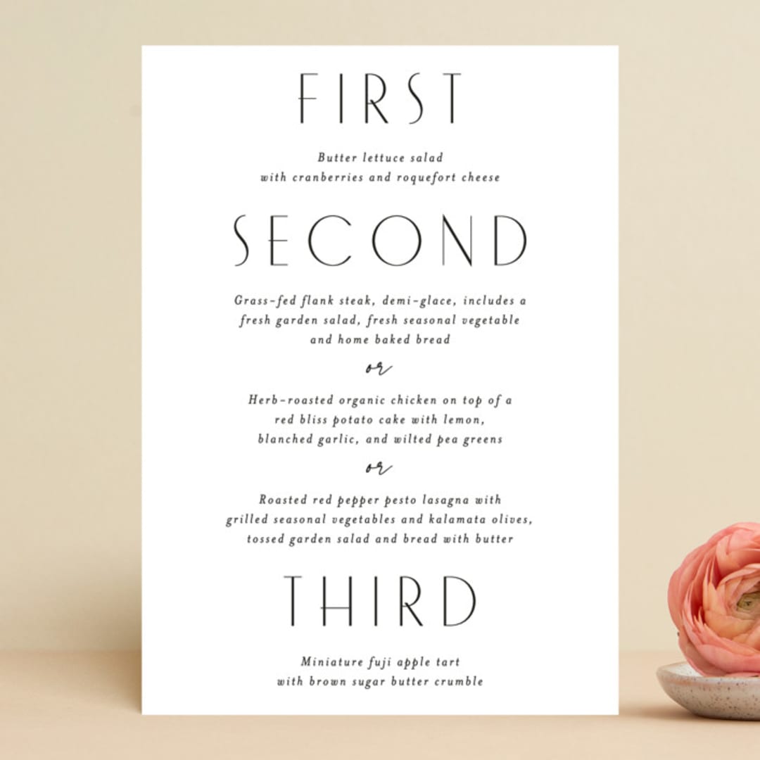 "Perfect Balance" - Menus in Onyx by Lauren Chism - Front