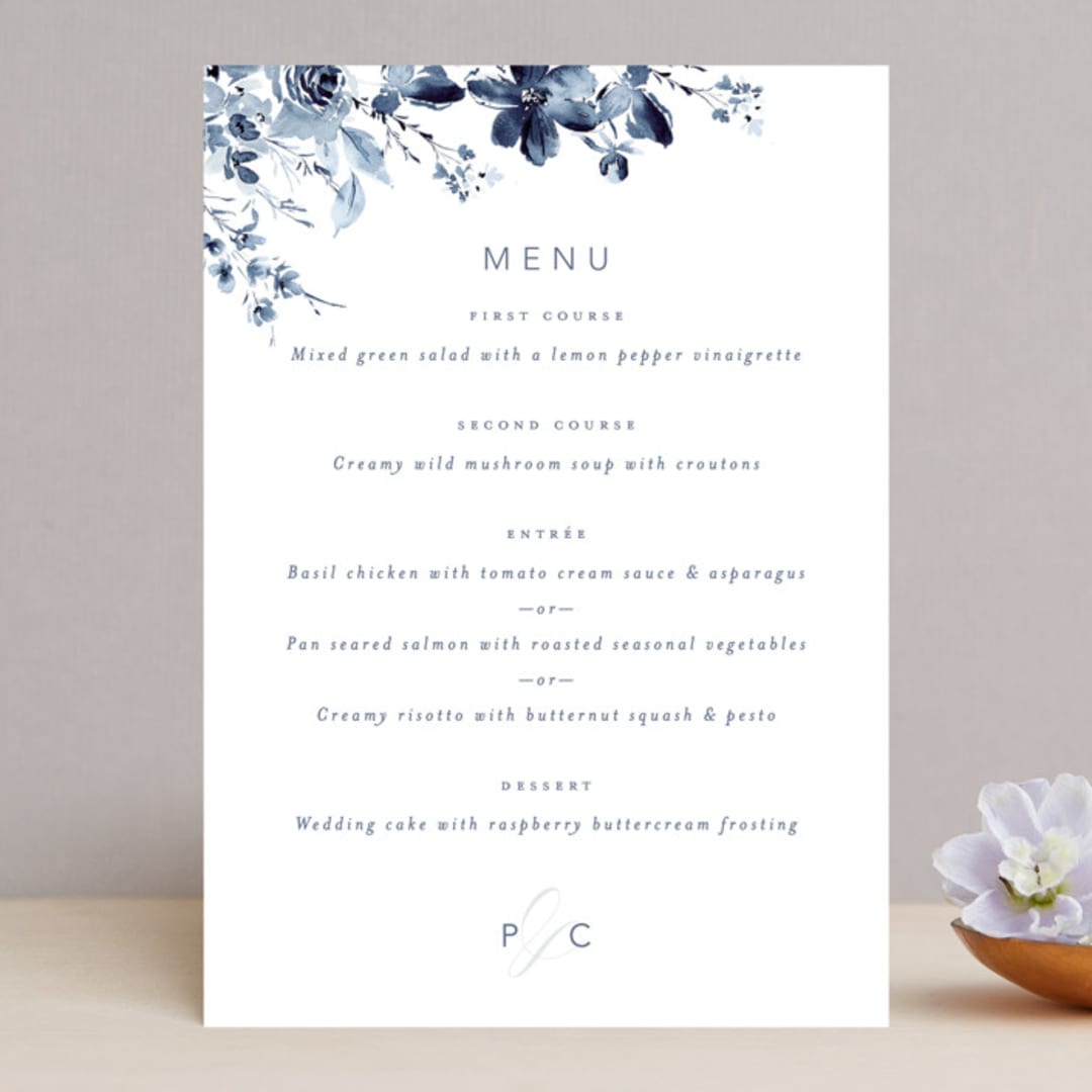 "Love Story" - Menus in Indigo by Leah Bisch - Front
