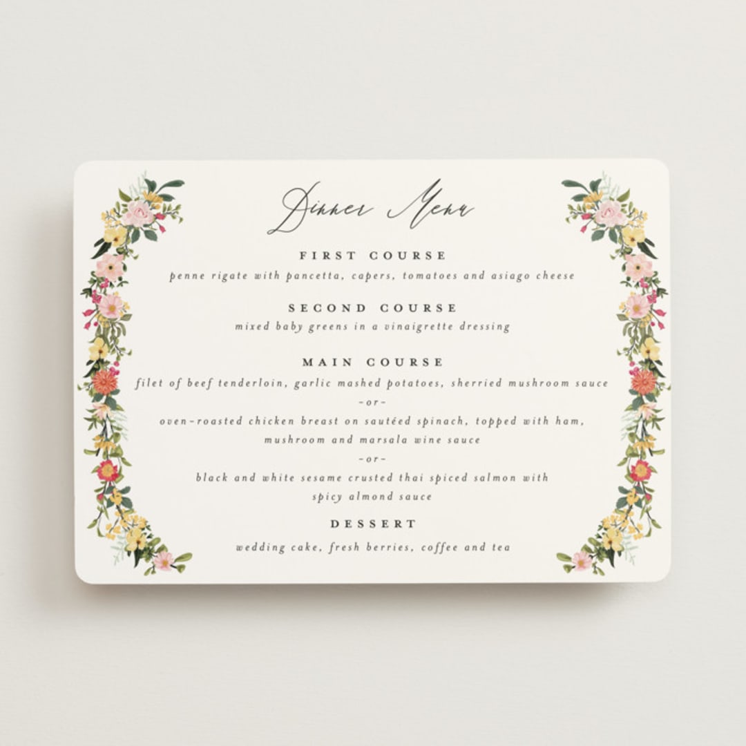 "Forest Flowers" - Menus in Tropical by Susan Moyal - Front