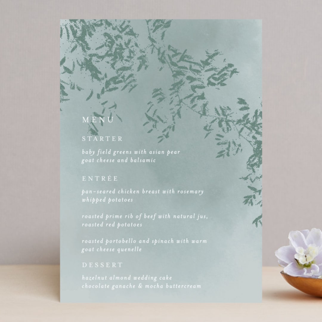 "Cascading Vine" - Menus in Mist by Design Lotus - Front