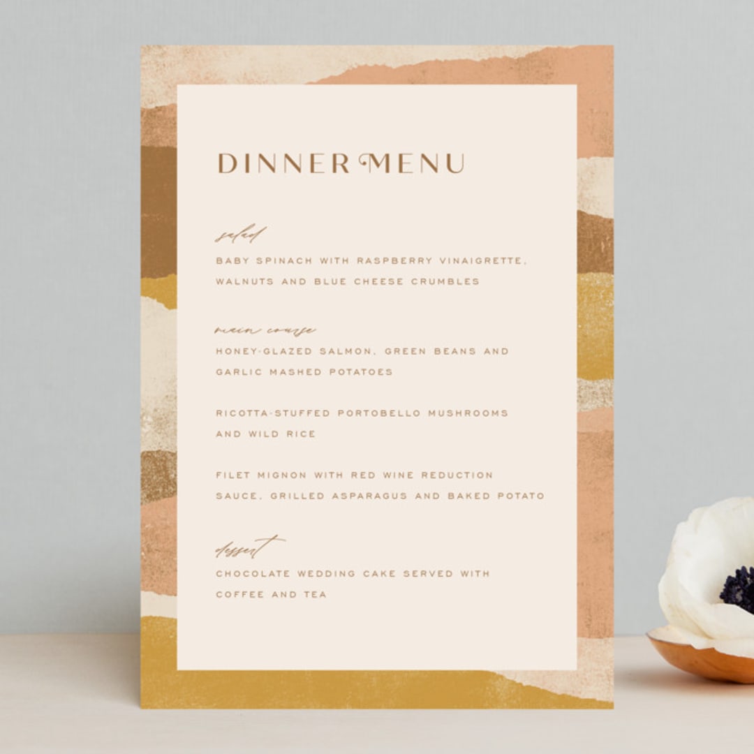 "Rustic Union" - Menus in Sunset by Michelle Taylor - Front