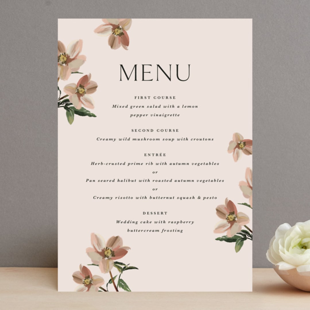 "Halcyon" - Menus in Dove by Olivia Kanaley Inman - Front