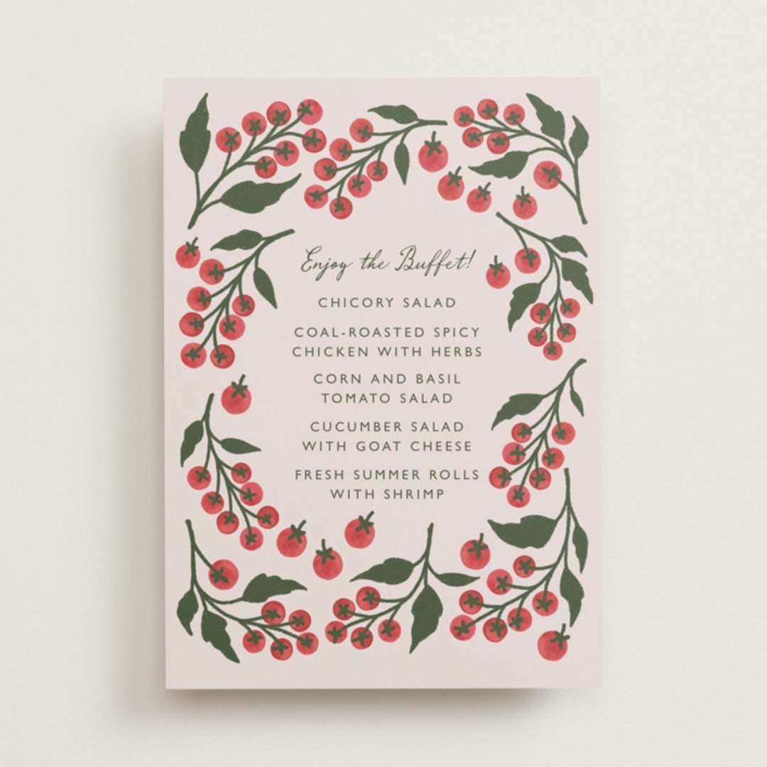 "Cherry Tomatoes" - Menu Signs in Tomato by Katharine Watson - Front