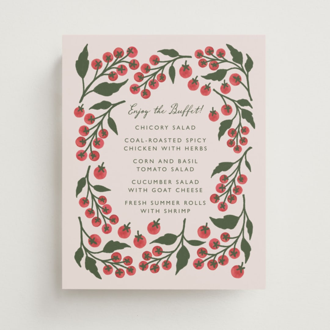 "Cherry Tomatoes" - Menu Signs in Tomato by Katharine Watson - Front