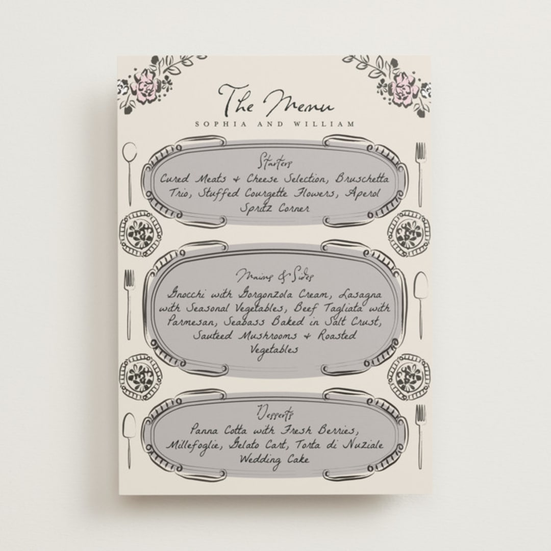 "Gathering Joy" - Menu Signs in Champagne by Ana de Sousa - Front