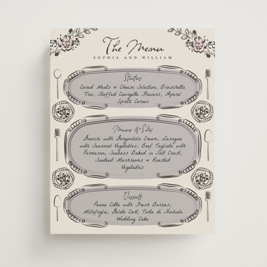 "Gathering Joy" - Menu Signs in Champagne by Ana de Sousa - Front