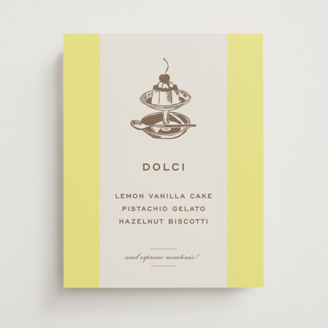 "Campania" - Menu Signs in Limone by Megan Davis - Front