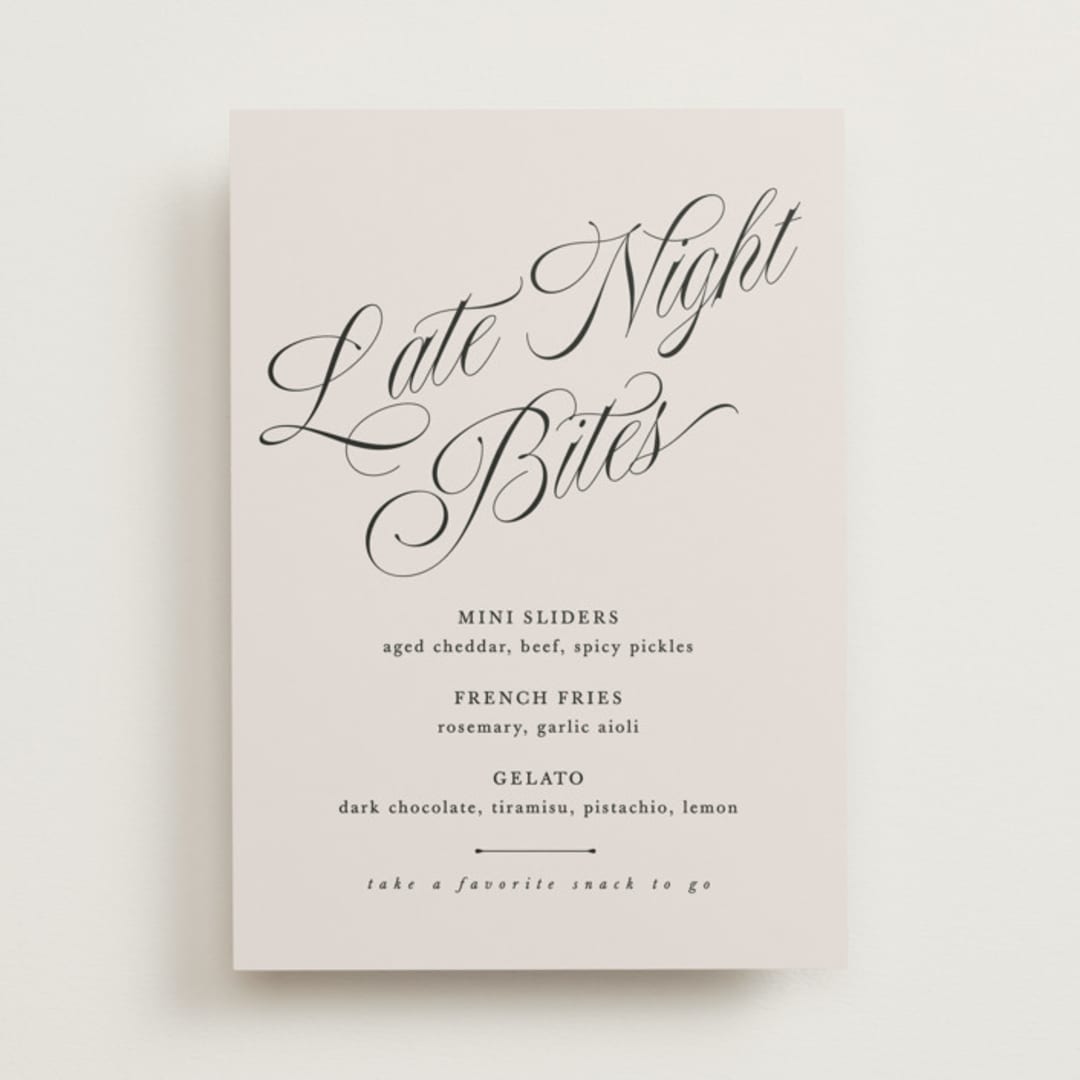 "Mirin" - Menu Signs in Linen by Kate Ahn - Front