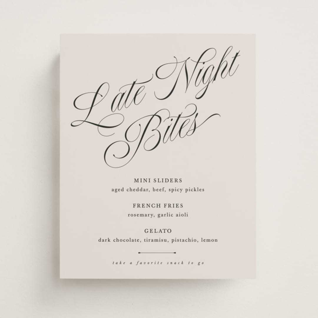 "Mirin" - Menu Signs in Linen by Kate Ahn - Front