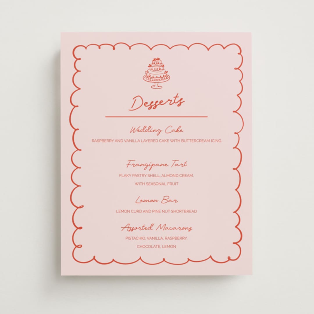 "Party On!" - Menu Signs in Sangria Spark by Zove Ahhh - Front