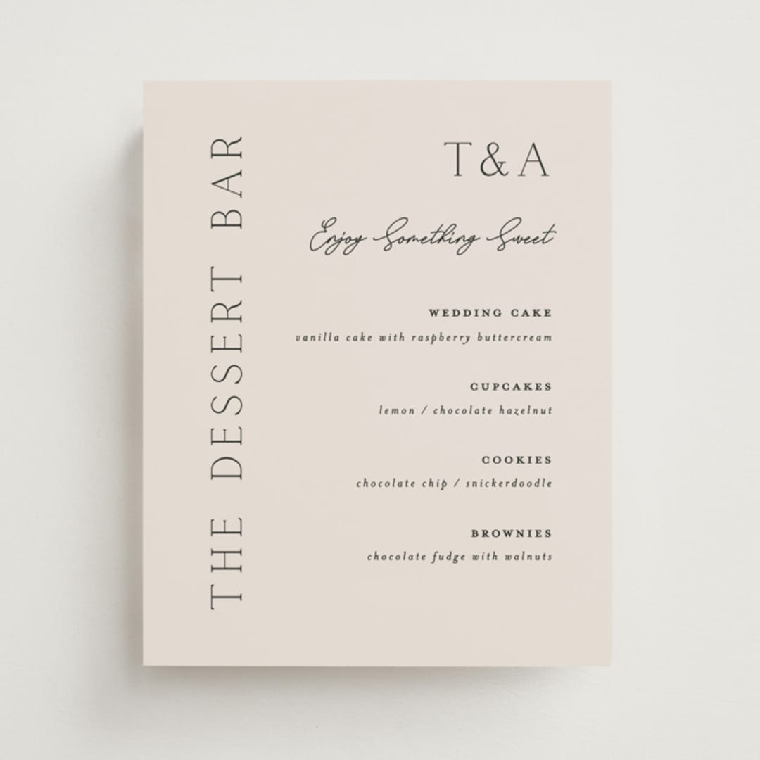 "In Love" - Menu Signs in Linen by Vanessa Doyle - Front