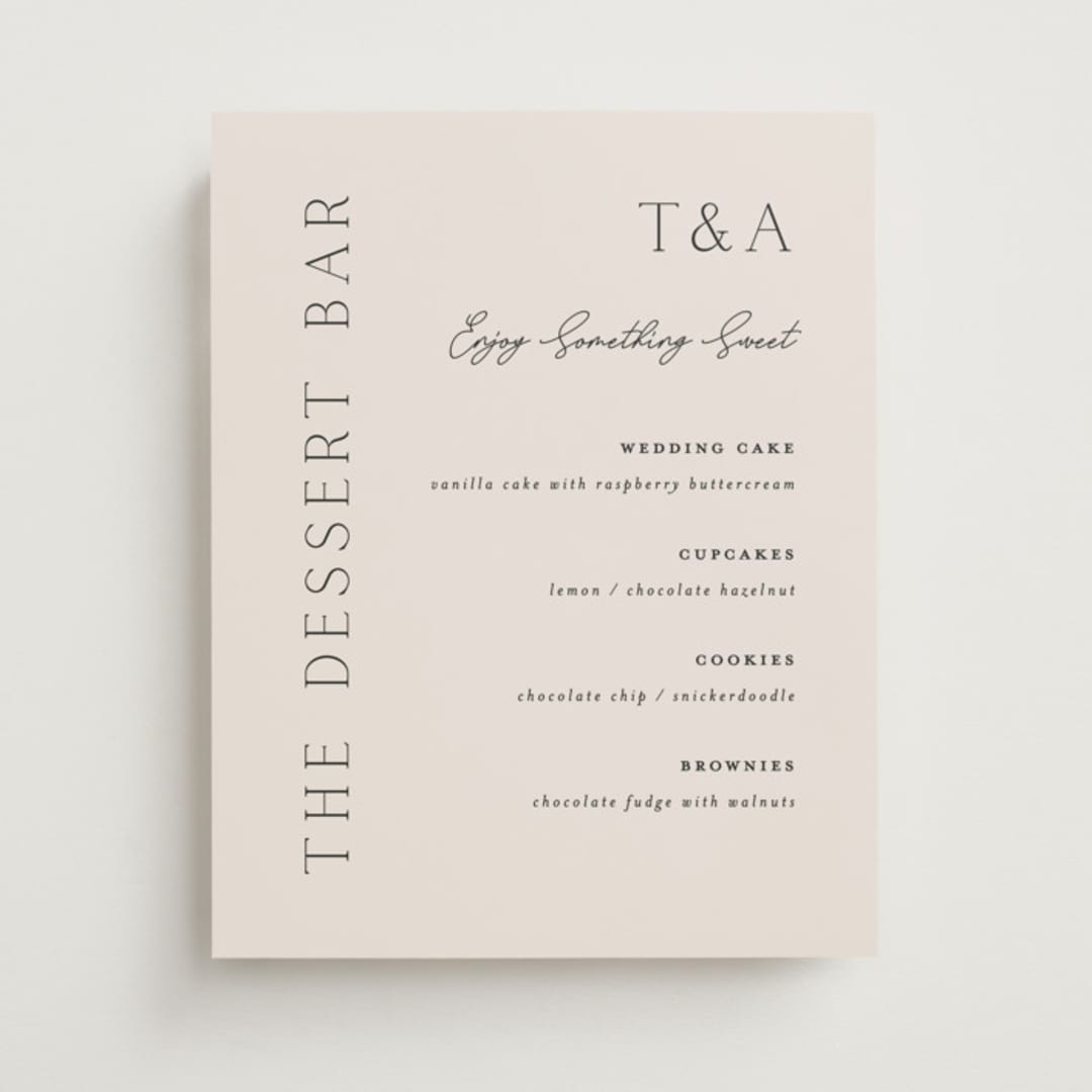 "In Love" - Menu Signs in Linen by Vanessa Doyle - Front