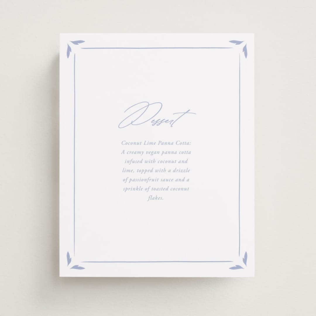 "Ocean Dreams" - Menu Signs in Pale Cerulean by Sabrin Deirani - Front