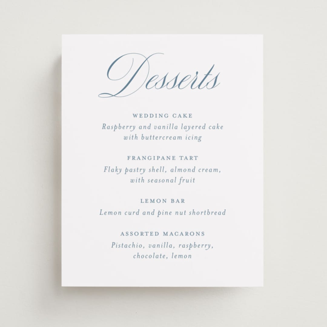 "Empire" - Menu Signs in Dusty Blue by Jennifer Postorino - Front