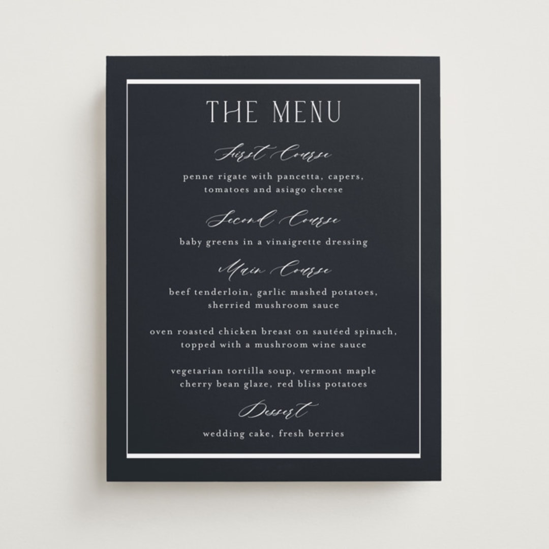 "Luster" - Menu Signs in Ocean by Stacey Meacham - Front
