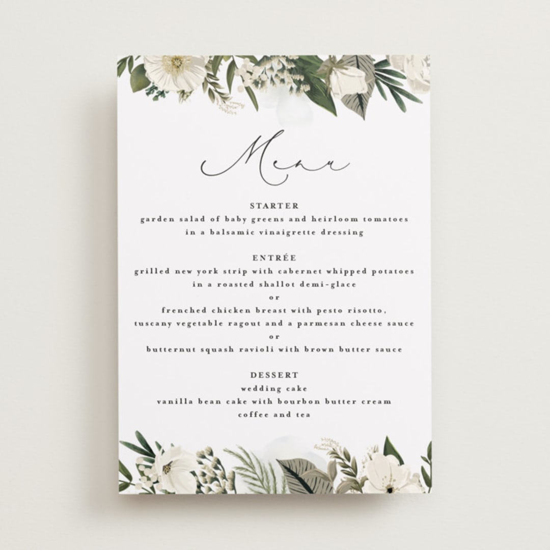 "Classic Love" - Menu Signs in Vanilla by Susan Moyal - Front