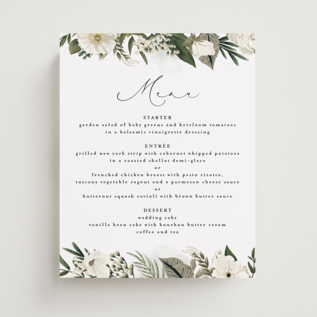 "Classic Love" - Menu Signs in Vanilla by Susan Moyal - Front