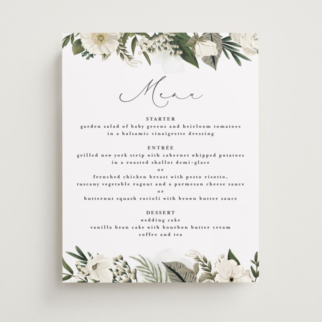 "Classic Love" - Menu Signs in Vanilla by Susan Moyal - Front