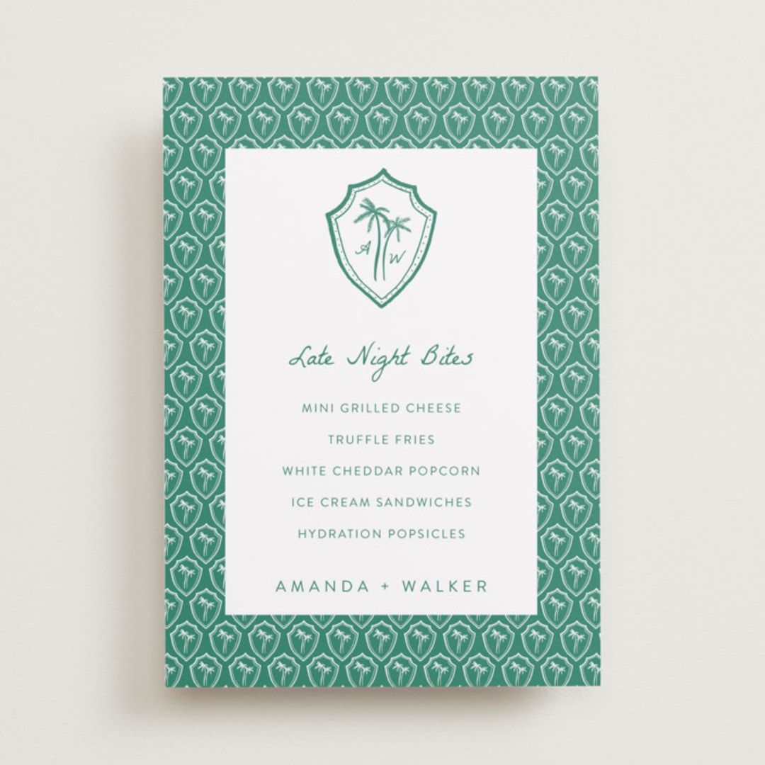 "Palm Tree Crest" - Menu Signs in Palm by Erika Firm - Front