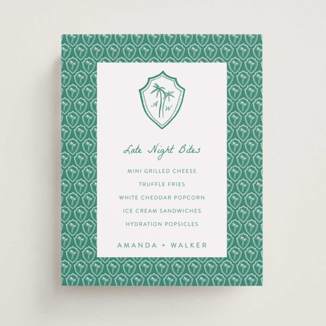 "Palm Tree Crest" - Menu Signs in Palm by Erika Firm - Front