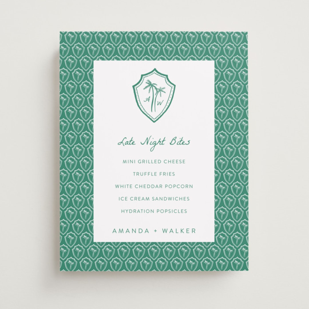 "Palm Tree Crest" - Menu Signs in Palm by Erika Firm - Front