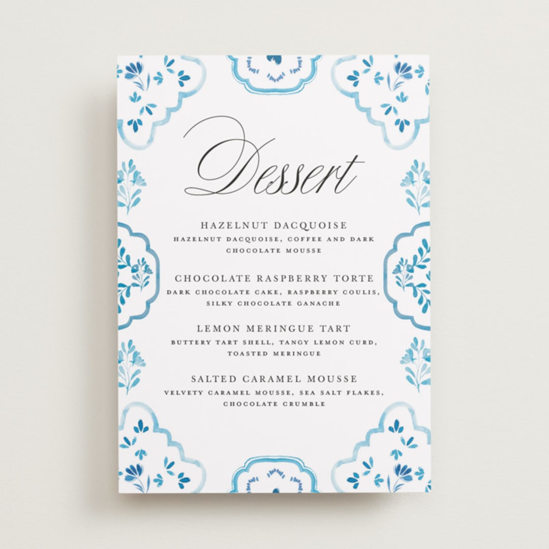 "Almafi" - Menu Signs in Cerulean by Itsy Belle Studio - Front