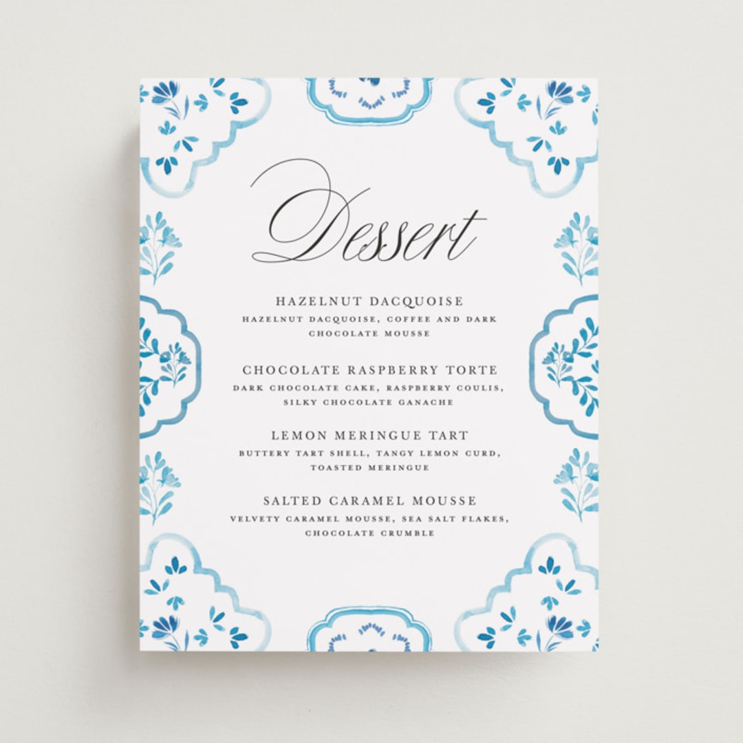 "Almafi" - Menu Signs in Cerulean by Itsy Belle Studio - Front