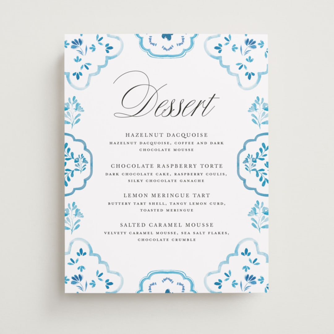 "Almafi" - Menu Signs in Cerulean by Itsy Belle Studio - Front