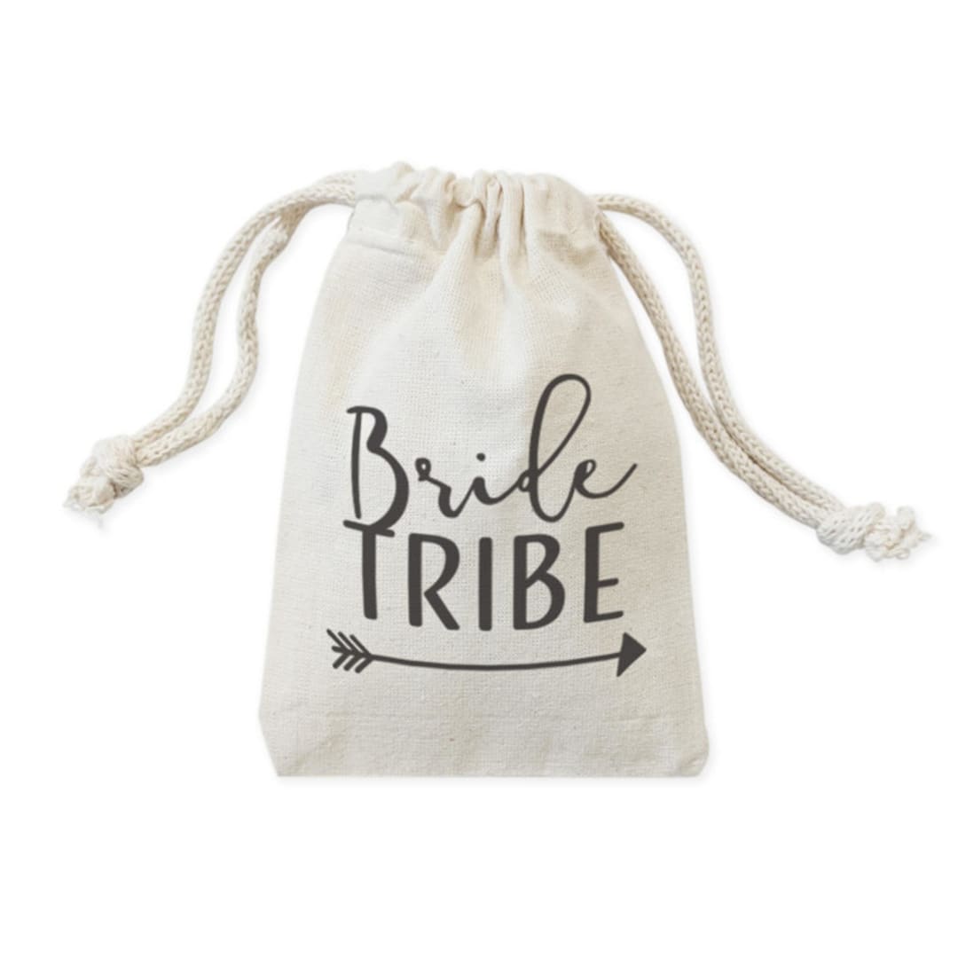 Bride Tribe Wedding Cotton Canvas Favor Bags, 6-Pack