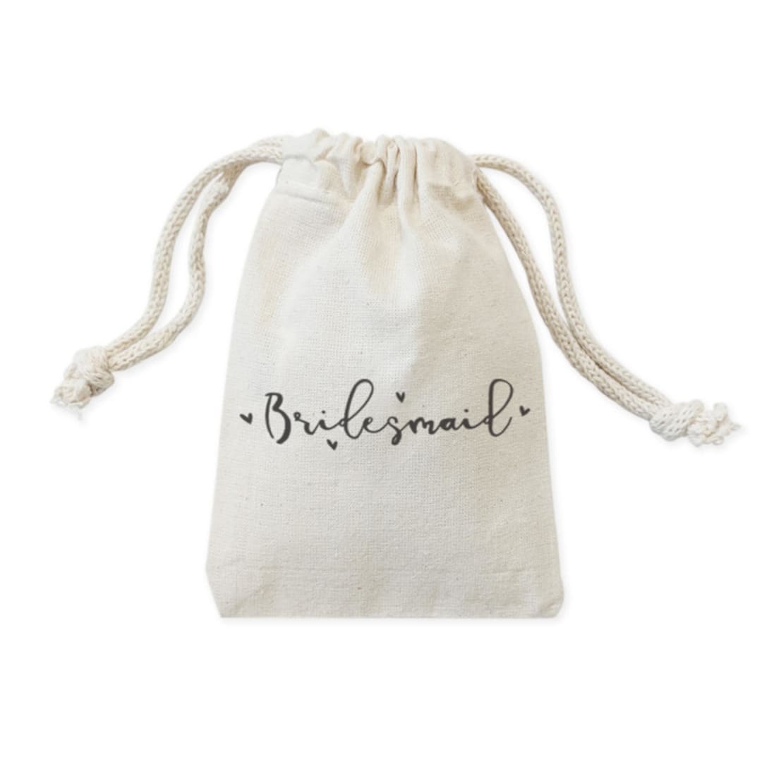 Bridesmaid Cotton Canvas Wedding Favor Bags, 6-Pack