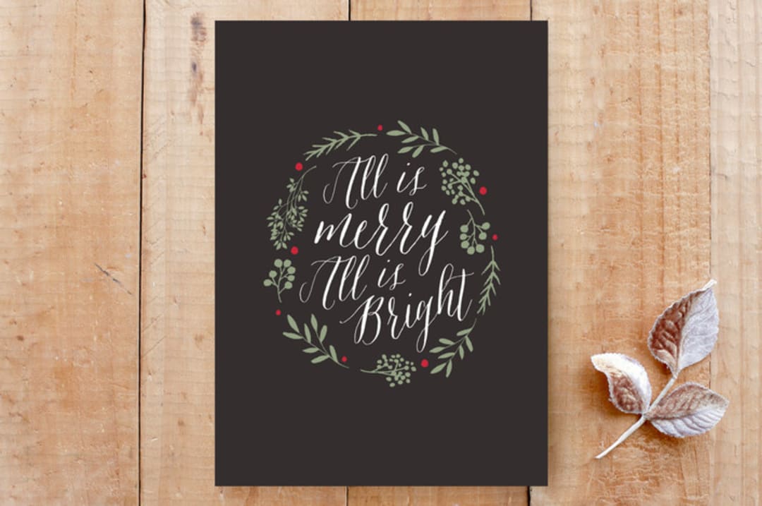 "All is Merry All is Bright" - Cards in Dark Gray by Gray Star Design - Front