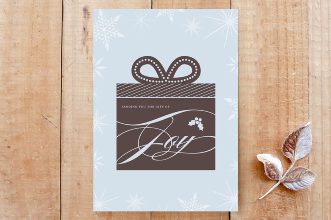 "Sending You the Gift of Joy" - Cards in Winter Blue by Gray Star Design - Front