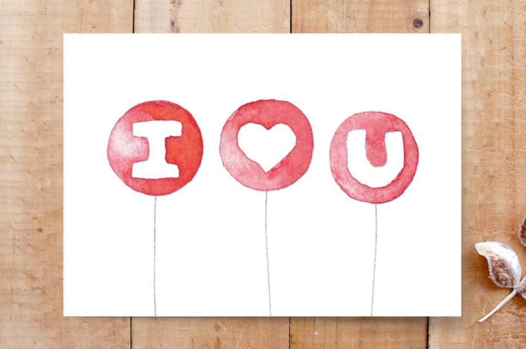 "I Heart U Balloons Card" - Cards in Rose by Belia Simm - Front
