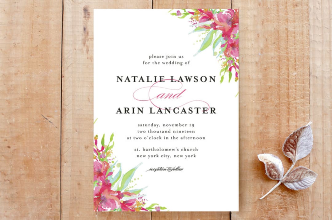 "Colorful Watercolor Floral" - Cards in Cerise by Kristel - Front