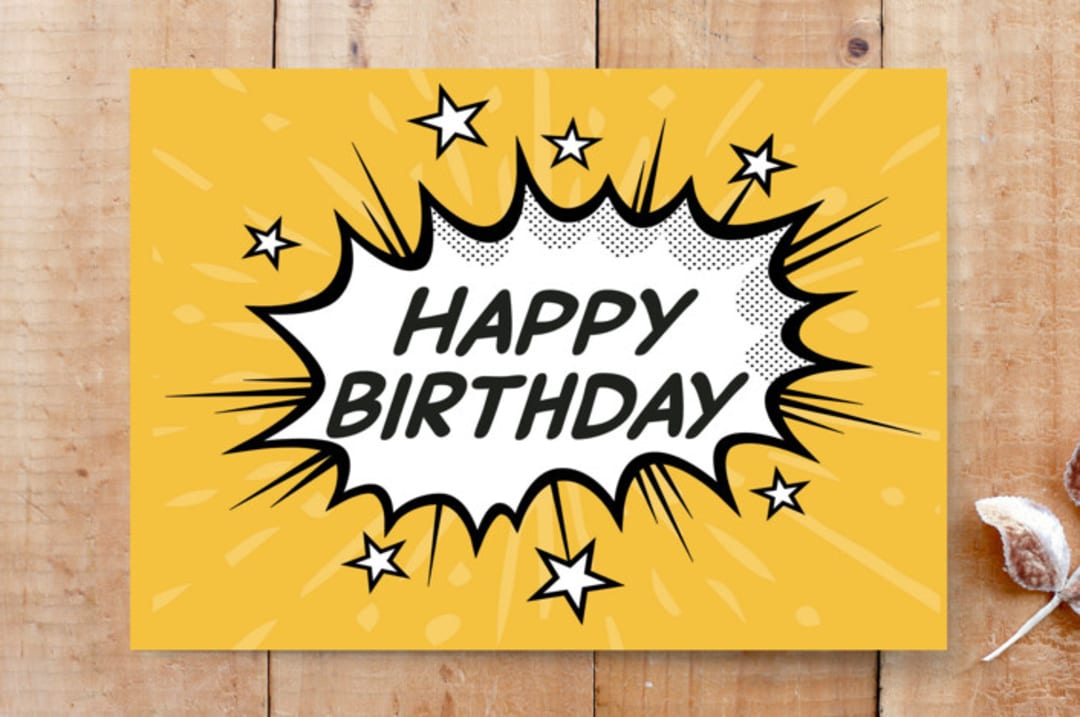 "Super Hero Comic Card" - Cards in Golden by MinimalType - Front