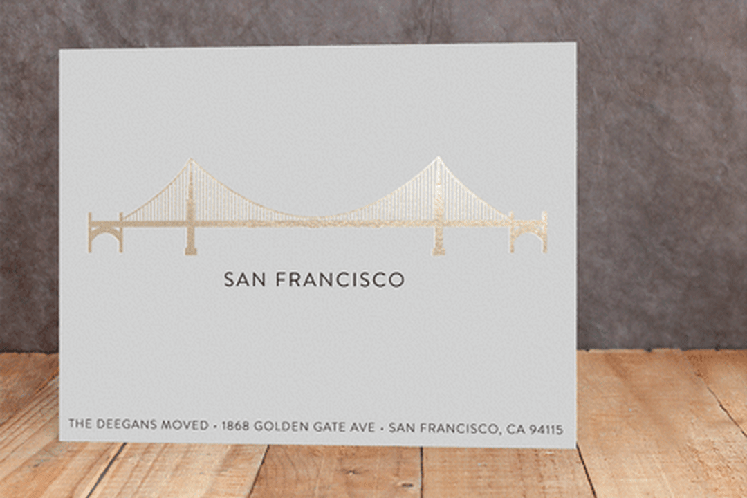"Landmark San Francisco" - Moving Announcements in Gold by Erin Deegan - Front