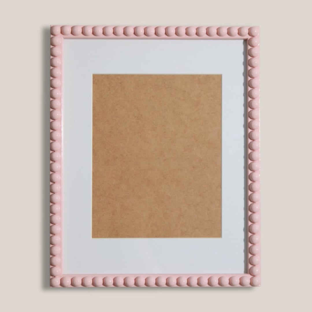 "Pink Beaded Frame with White Mat" - Frames in pink by Lily Field Studio