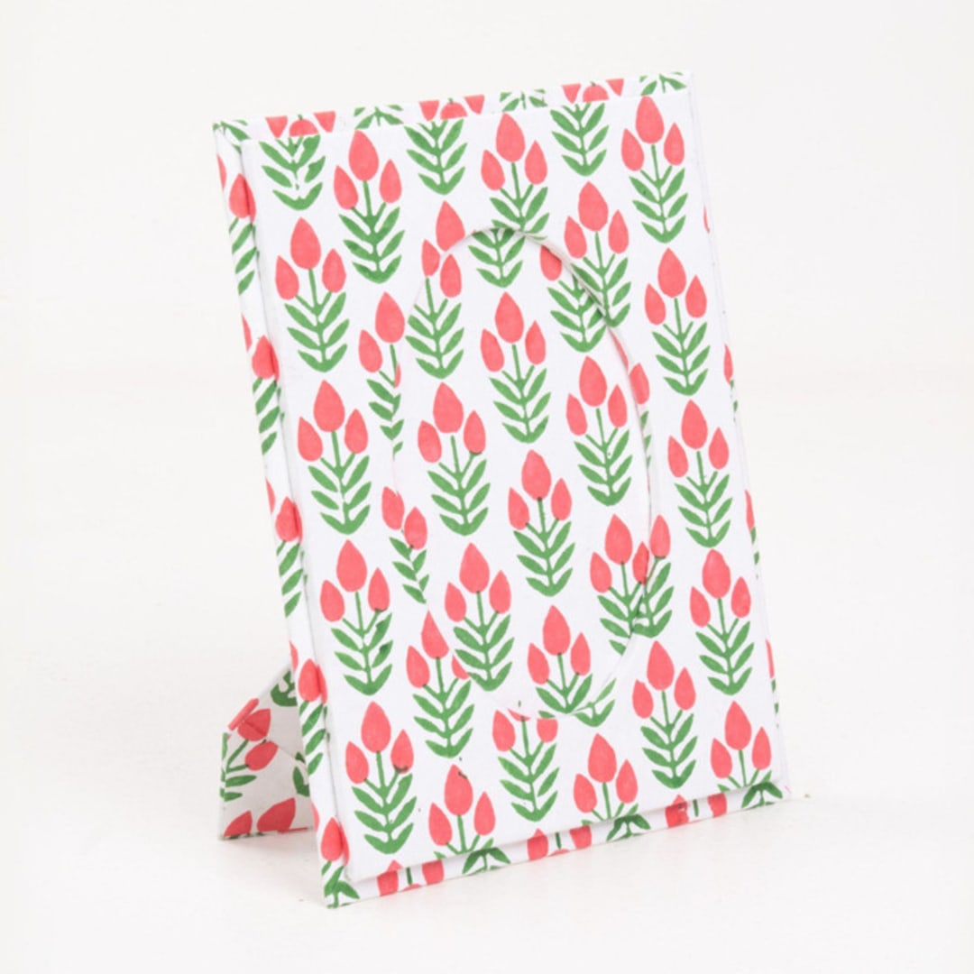 "Blockprint Picture Frame in Red Poppy" - Frames in red by Michelle Pham