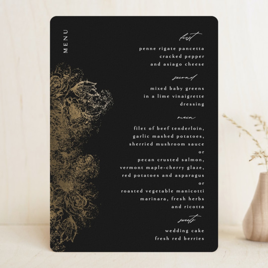 "fairytale dust" - Foil-Pressed Menus in Midnight by Phrosné Barwood - Front