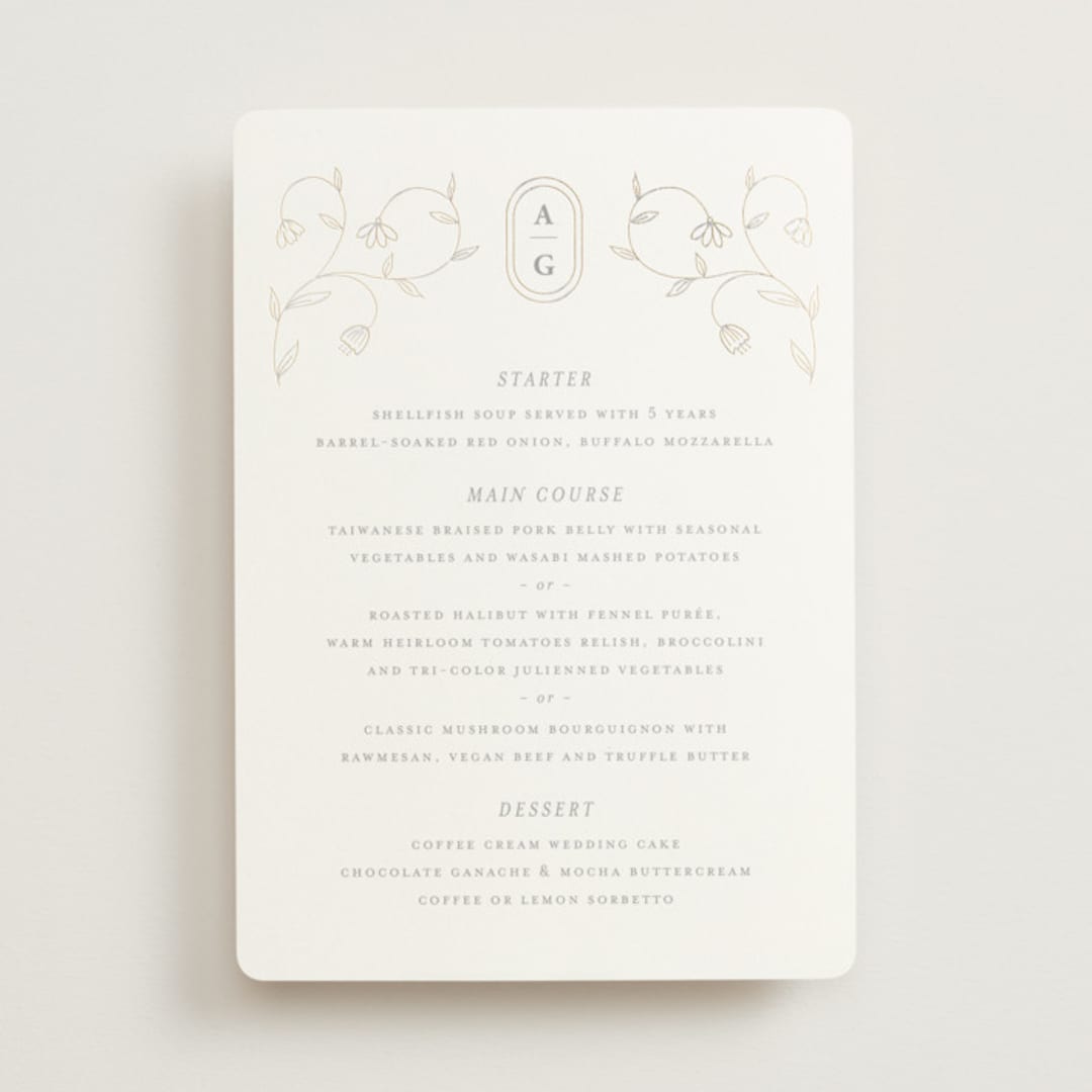 "cantuccini" - Foil-Pressed Menus in Moon by chocomocacino - Front