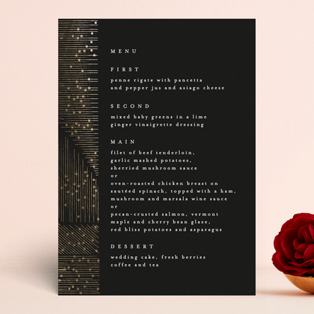 "hand drawn frame" - Foil-Pressed Menus in Onyx by Phrosné Barwood - Front