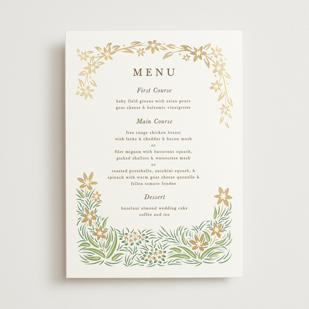"In the country" - Foil-Pressed Menus in Forest by Paper Sun Studio - Front