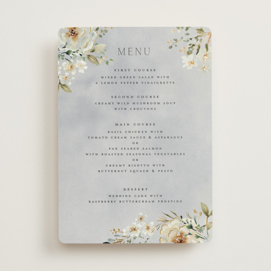 "Love Song" - Foil-Pressed Menus in Meadow by Petra Kern - Front
