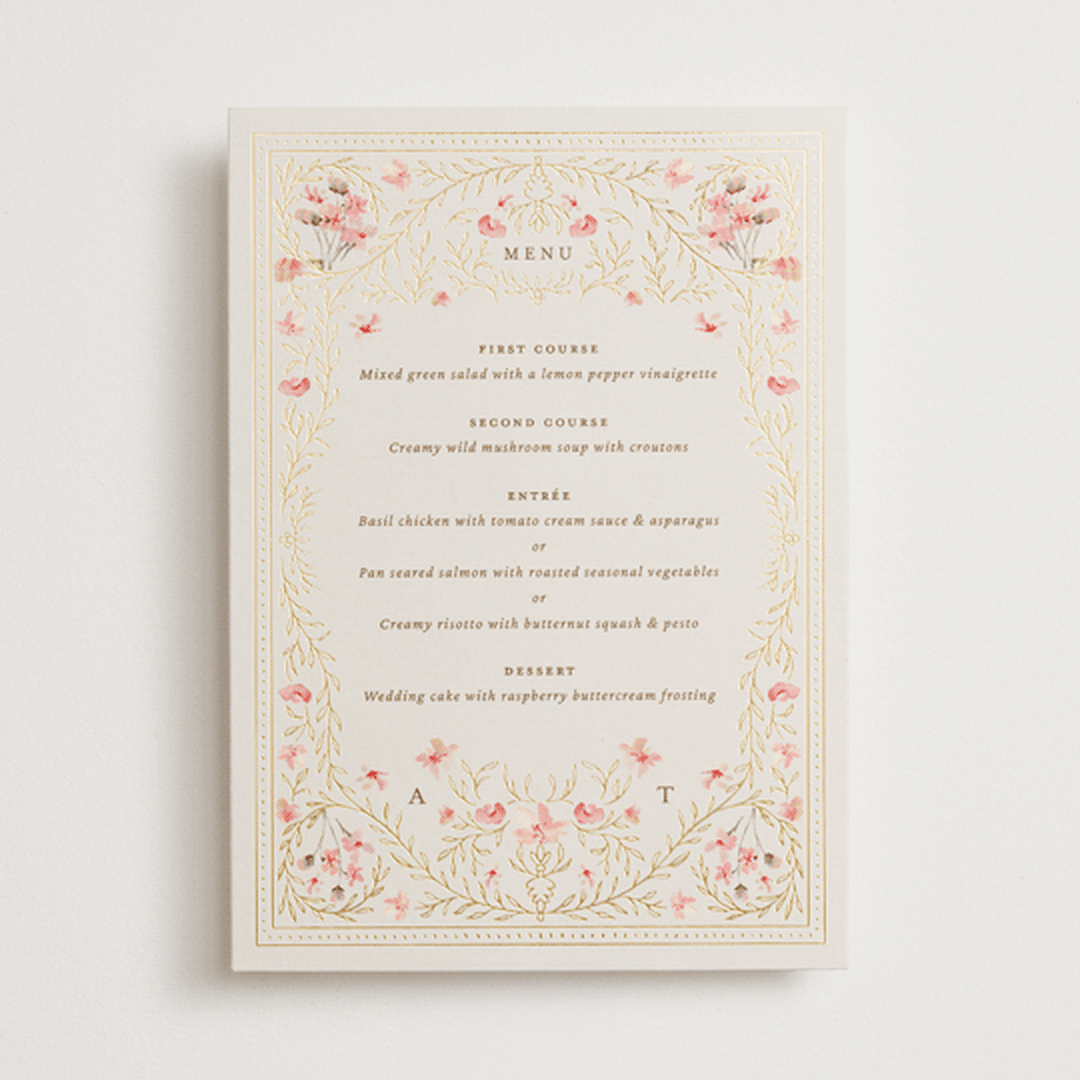 "Victorian" - Foil-Pressed Menus in Versailles by Claudia Orengo - Front