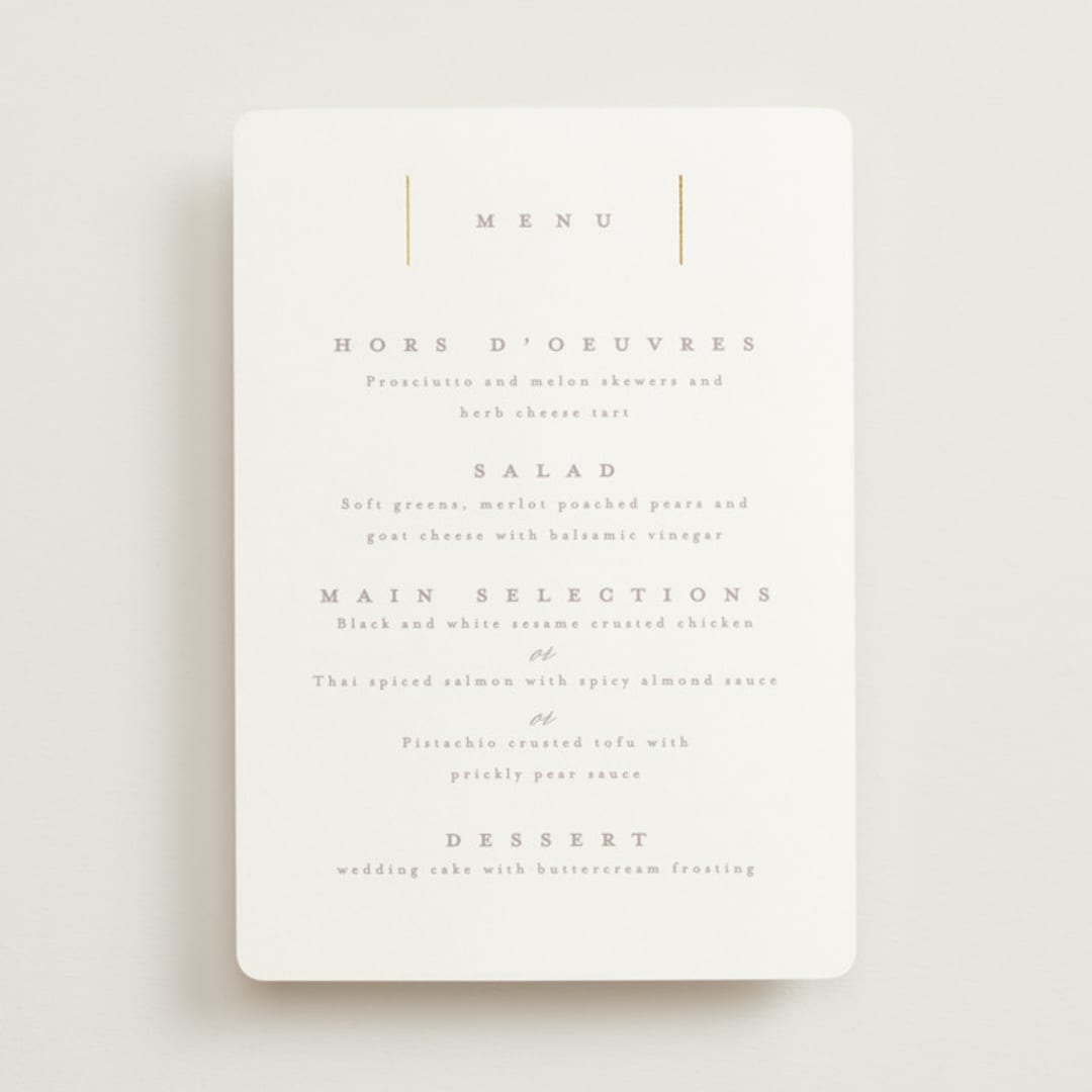 "Ampersand glam" - Foil-Pressed Menus in Powder by Creo Study - Front