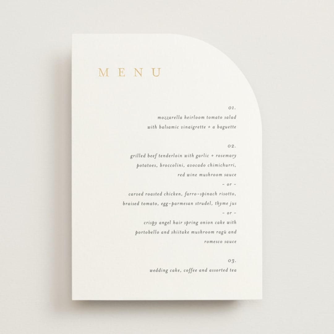 "Wildflower" - Foil-Pressed Menus in Cotton by Jennifer Postorino - Front